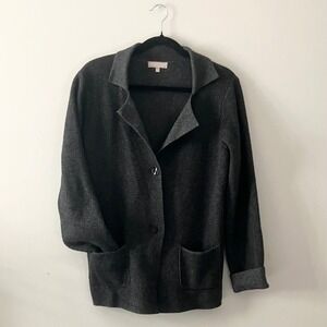 Benedetta B Merino Wool Cashmere Blend Knit Cardigan Sweater Large Charcoal Gray